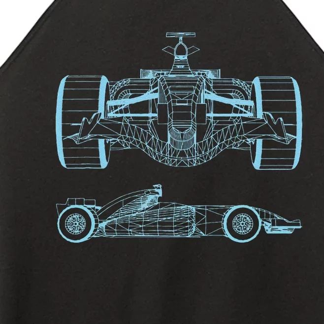 Formula Racing Car Silhouette Mechanical Engineering Draw Women’s Perfect Tri Rocker Tank