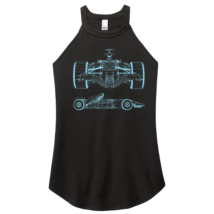 Formula Racing Car Silhouette Mechanical Engineering Draw Women’s Perfect Tri Rocker Tank