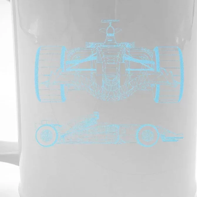 Formula Racing Car Silhouette Mechanical Engineering Draw Front & Back Beer Stein