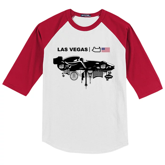 Formula Racing Car Las Vegas Circuit Usa Kids Colorblock Raglan Jersey