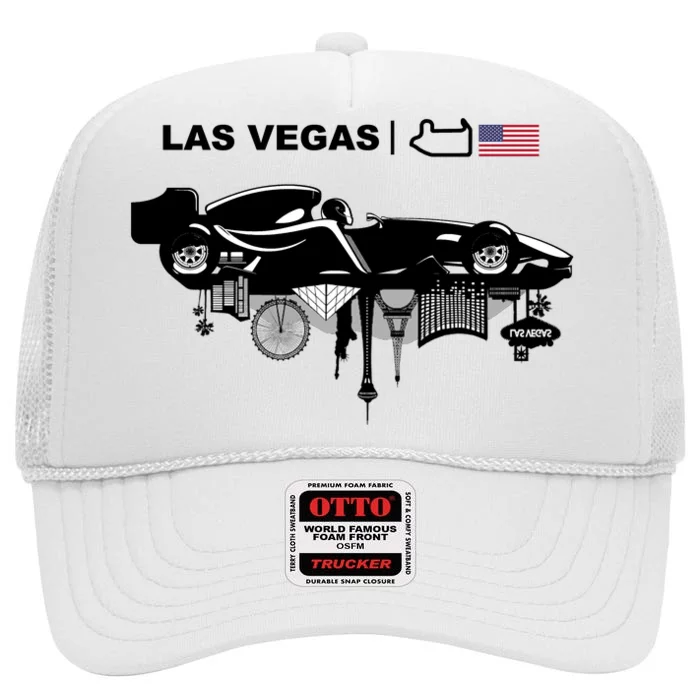 Formula Racing Car Las Vegas Circuit Usa High Crown Mesh Trucker Hat