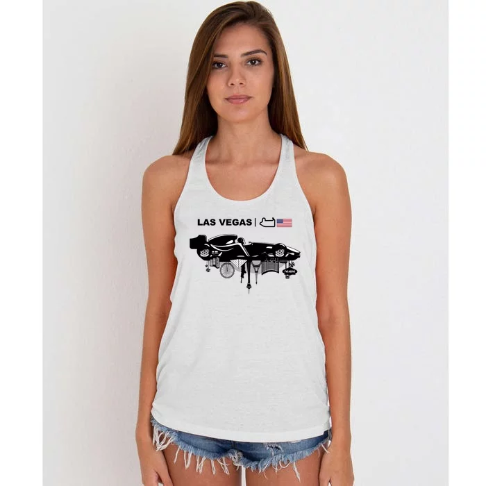 Formula Racing Car Las Vegas Circuit Usa Women's Knotted Racerback Tank