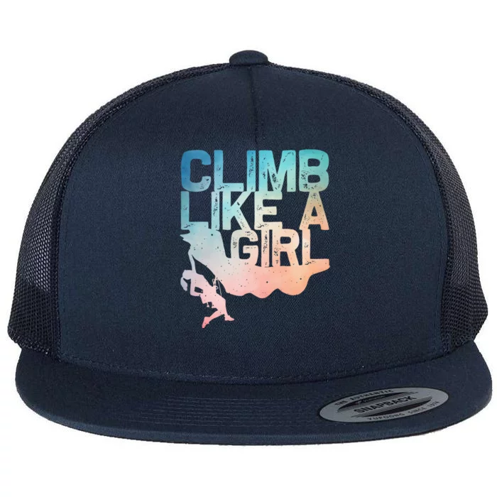 Funny Rock Climbing Rock Climber Flat Bill Trucker Hat