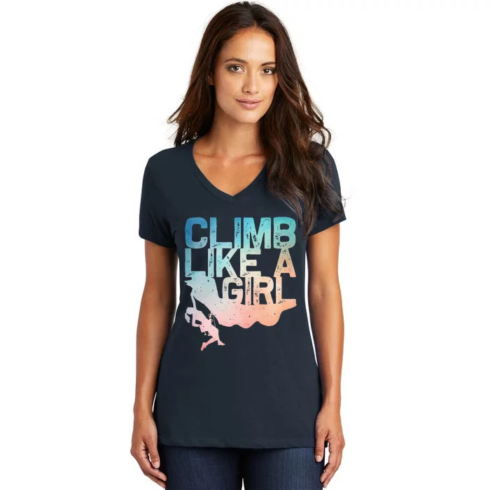 Funny Rock Climbing Rock Climber Women's V-Neck T-Shirt