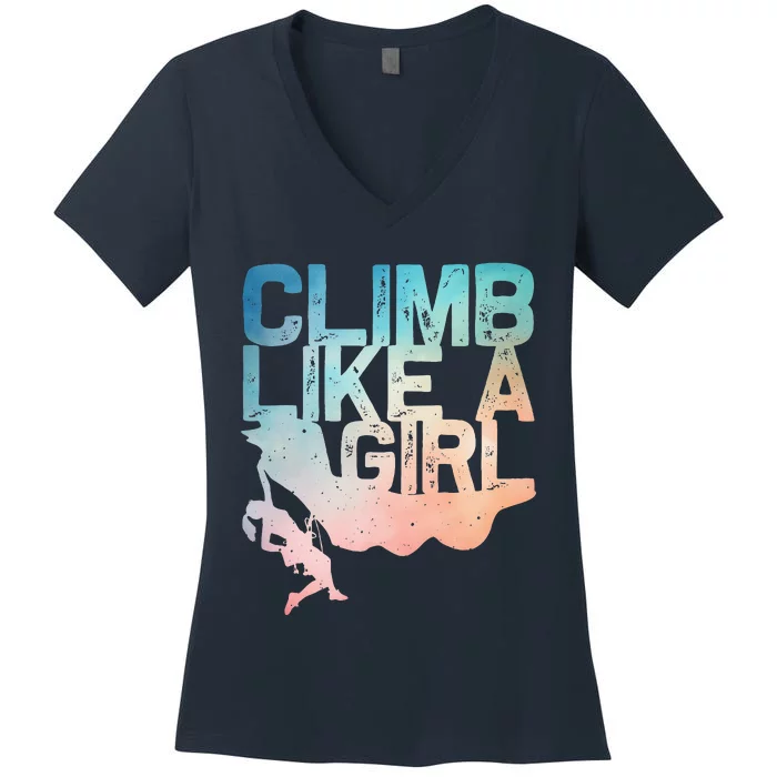 Funny Rock Climbing Rock Climber Women's V-Neck T-Shirt