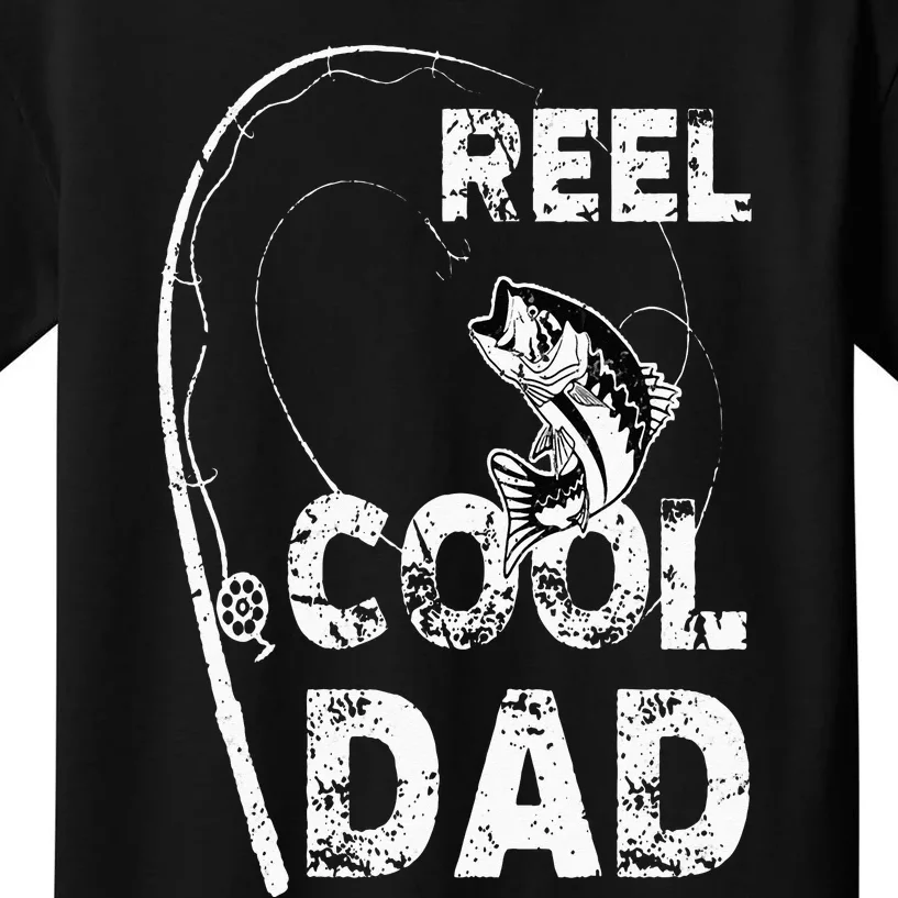 Funny Reel Cool Dad Fishing Daddy Fathers Day Kids T-Shirt