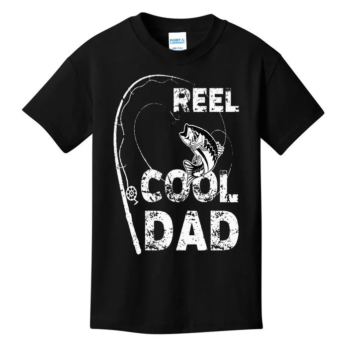 Funny Reel Cool Dad Fishing Daddy Fathers Day Kids T-Shirt