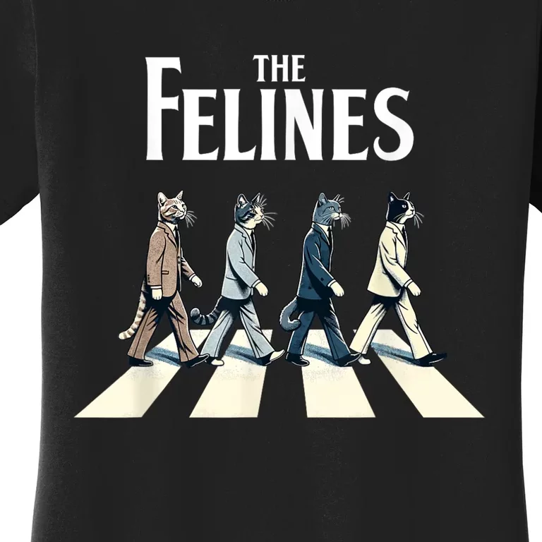 Felines Retro Cat Rock Music Gift Funny Cat Women's T-Shirt