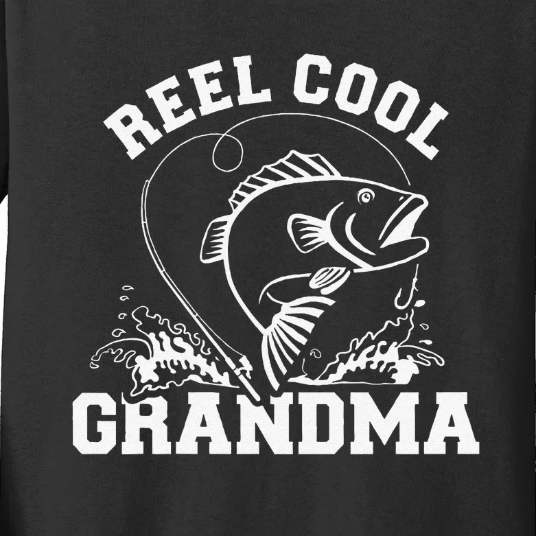 Fishing Reel Cool Grandma Kids Long Sleeve Shirt