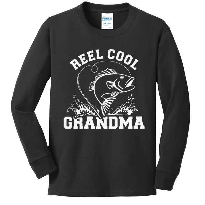 Fishing Reel Cool Grandma Kids Long Sleeve Shirt