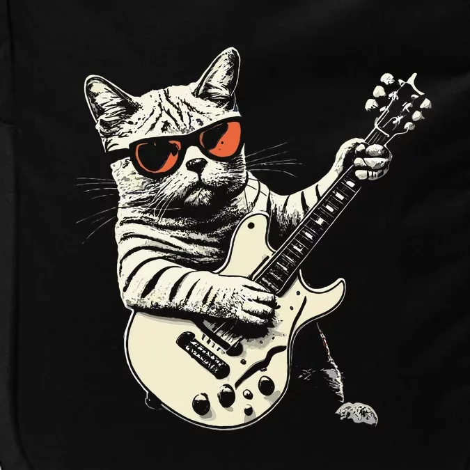 Funny Rock Cat Playing Guitar Rock Kitty Impact Tech Backpack