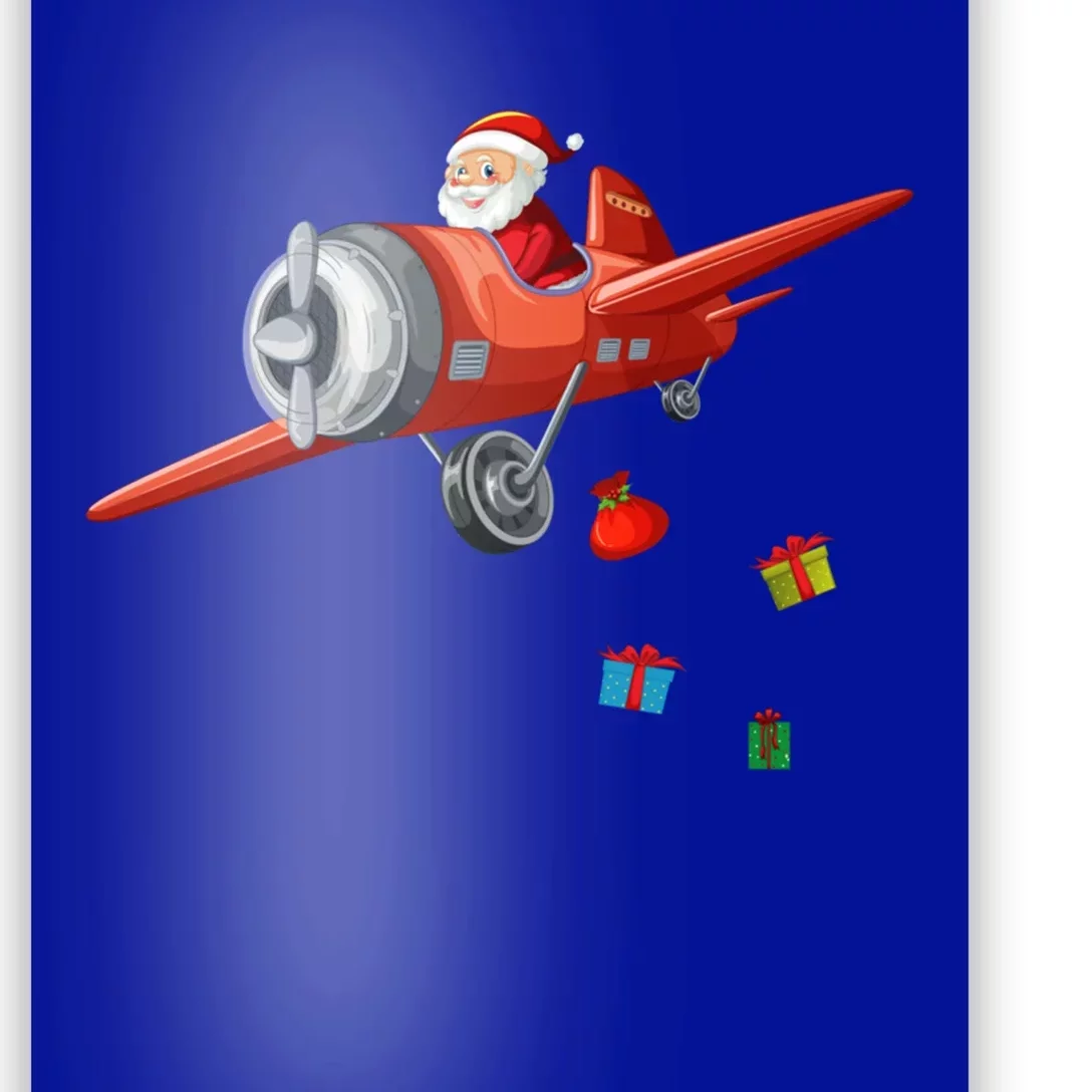 Funny Retro Christmas Santa Claus Riding A Airplane Costume Great Gift Poster