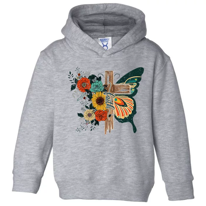 Faith Retro Cross Butterfly Religious Gifts Christian Toddler Hoodie