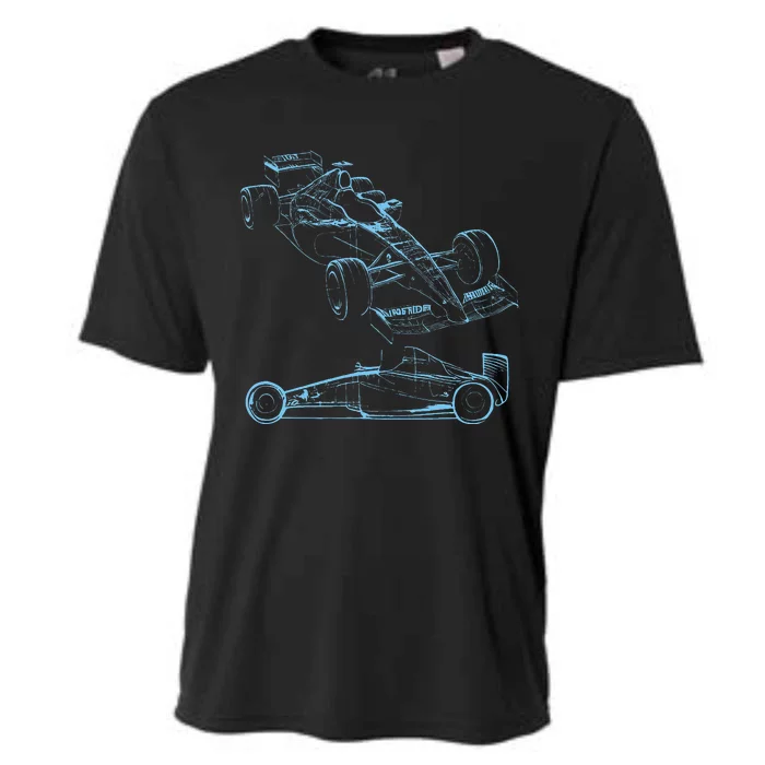 Formula Racing Car Silhouette Mechanic Car Guys Cooling Performance Crew T-Shirt