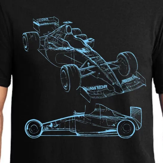 Formula Racing Car Silhouette Mechanic Car Guys Pajama Set