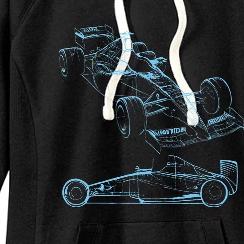 Formula Racing Car Silhouette Mechanic Car Guys Women's Fleece Hoodie