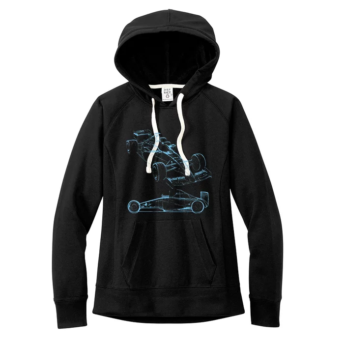 Formula Racing Car Silhouette Mechanic Car Guys Women's Fleece Hoodie