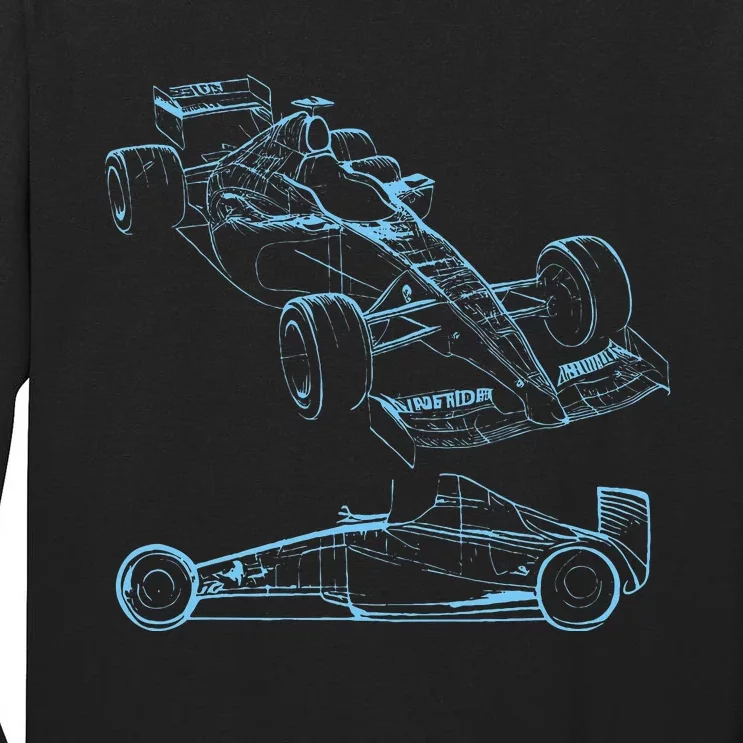 Formula Racing Car Silhouette Mechanic Car Guys Tall Long Sleeve T-Shirt