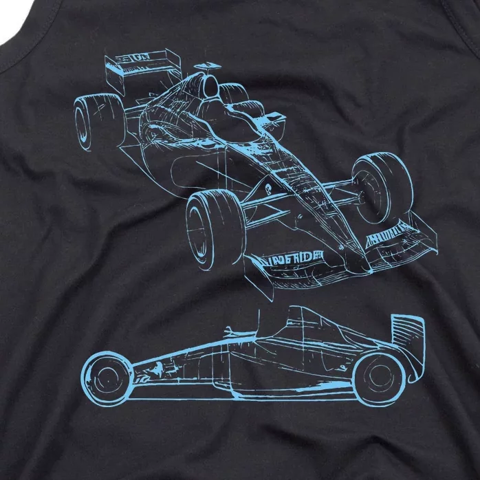 Formula Racing Car Silhouette Mechanic Car Guys Tank Top