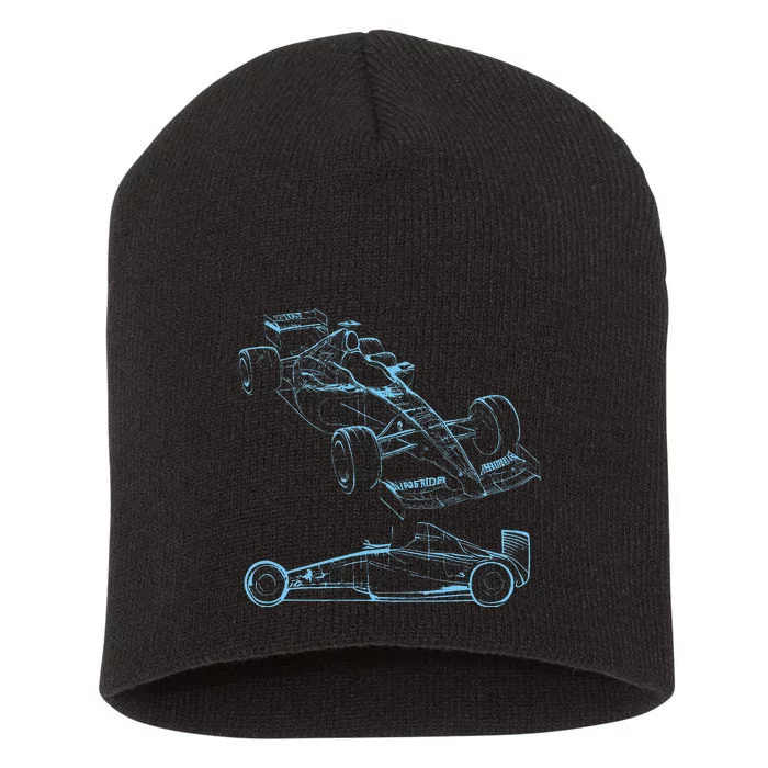 Formula Racing Car Silhouette Mechanic Car Guys Short Acrylic Beanie