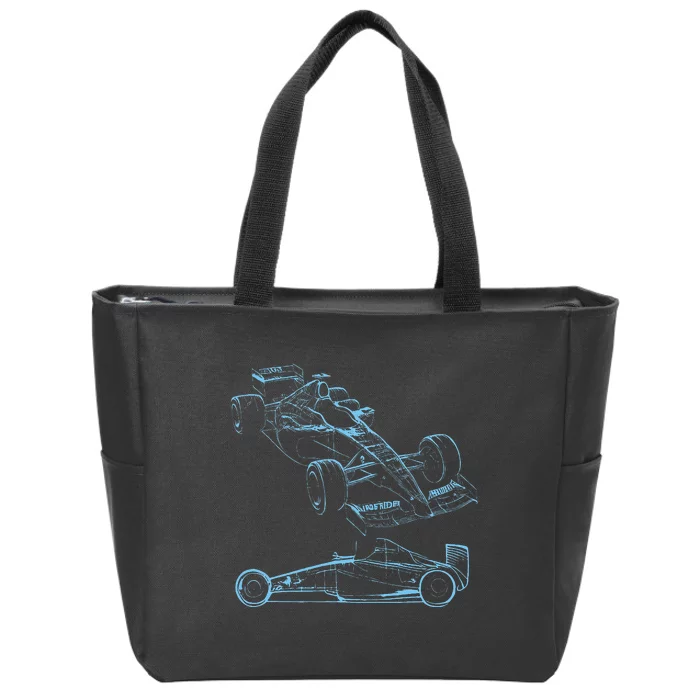 Formula Racing Car Silhouette Mechanic Car Guys Zip Tote Bag