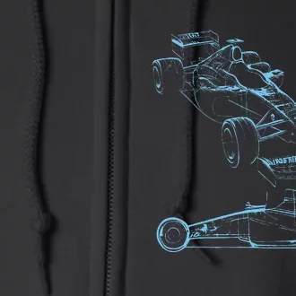 Formula Racing Car Silhouette Mechanic Car Guys Full Zip Hoodie