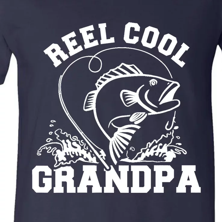 Fishing Reel cool grandpa V-Neck T-Shirt