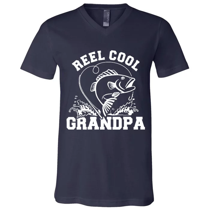 Fishing Reel cool grandpa V-Neck T-Shirt