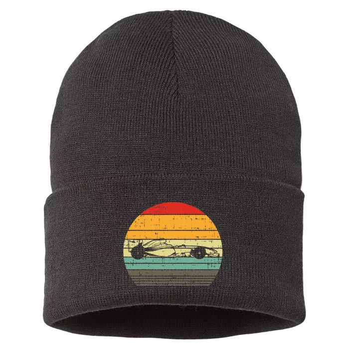 Formula Race Car Sunset Retro Driver Racing Fans Sustainable Knit Beanie