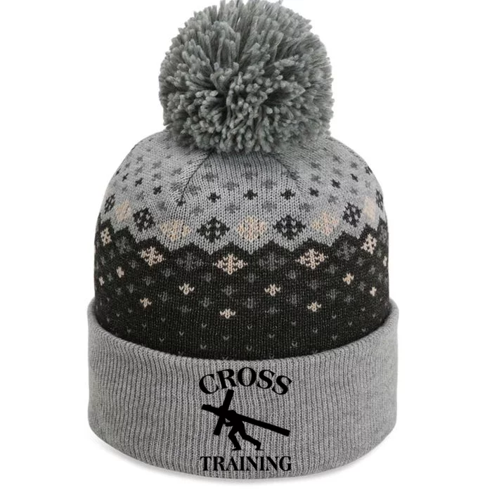 Funny Religous Cross Training The Baniff Cuffed Pom Beanie