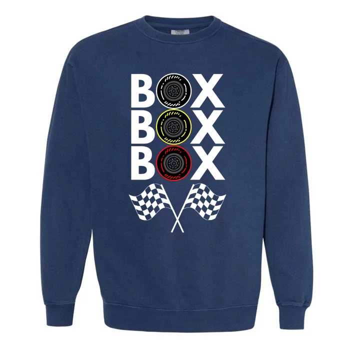 Formula Racing Car, Box Box Box Radio Call To PitBox Car Race Garment-Dyed Sweatshirt