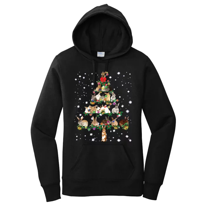 Funny Rabbits Christmas Tree Ornament Decor Gift Long Sleeve Women's Pullover Hoodie