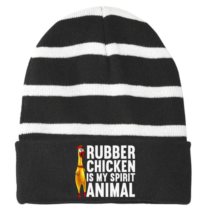 Funny Rubber Chicken For  Rubber Chicken Lover Striped Beanie with Solid Band