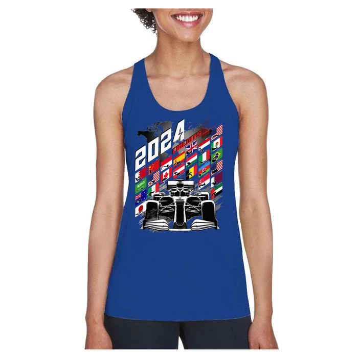 Formula Racing Circuit Schedule Gear 2024 Grand Prix Places Women's Racerback Tank