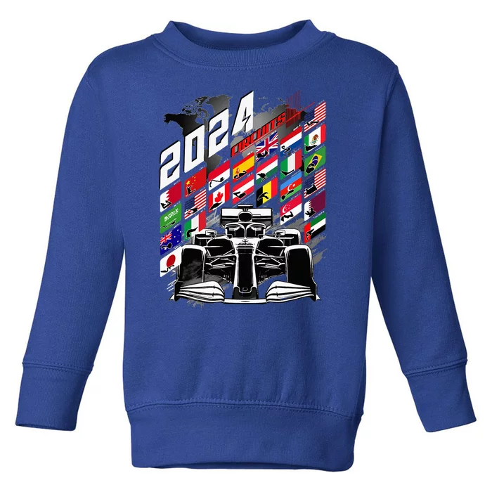 Formula Racing Circuit Schedule Gear 2024 Grand Prix Places Toddler Sweatshirt