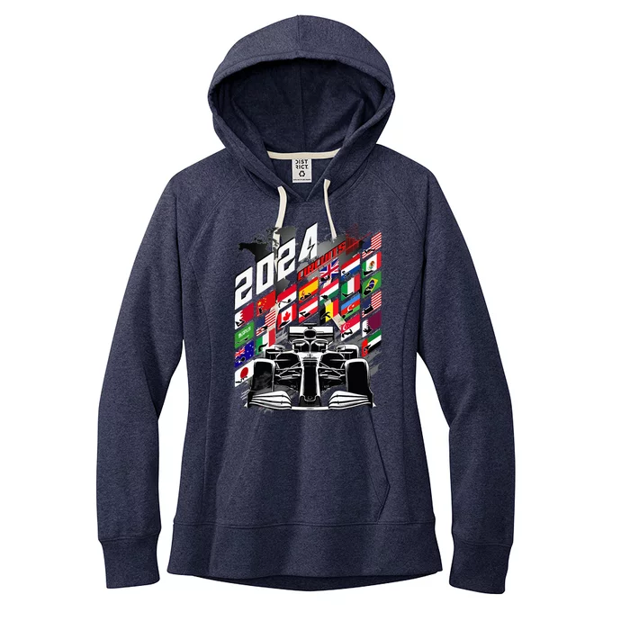 Formula Racing Circuit Schedule Gear 2024 Grand Prix Places Women's Fleece Hoodie