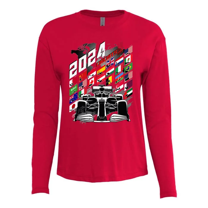 Formula Racing Circuit Schedule Gear 2024 Grand Prix Places Womens Cotton Relaxed Long Sleeve T-Shirt