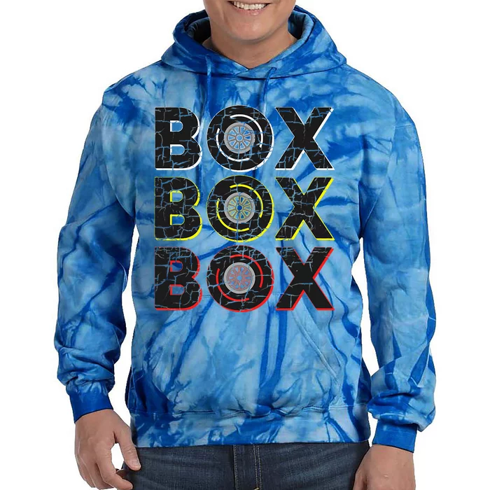 Formula Racing Car Box Box Box Radio Call To Pit Box Vintage Tie Dye Hoodie