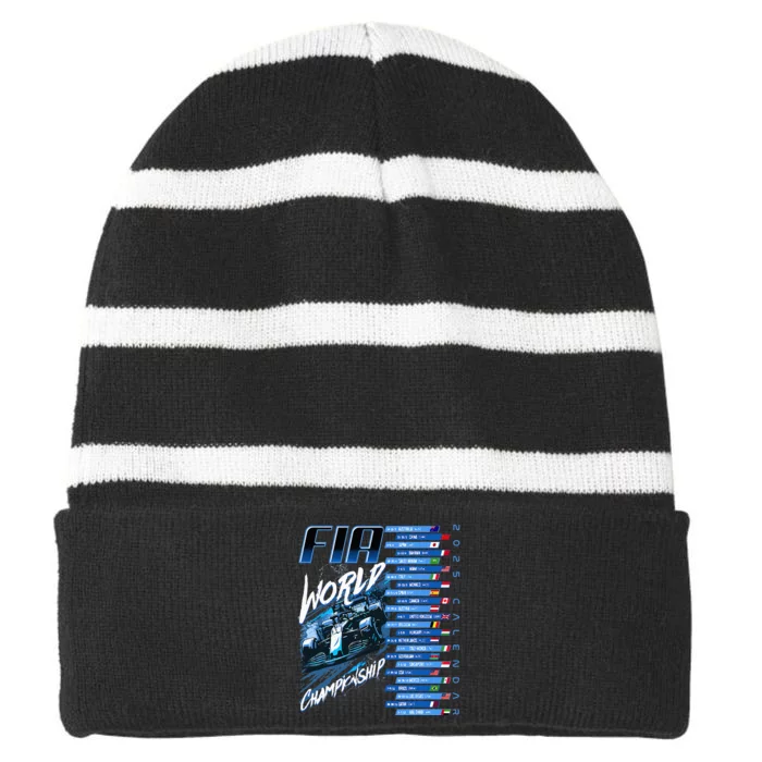 Formula Racing Circuit Schedule 2025 Grand Prix Places Fia Striped Beanie with Solid Band