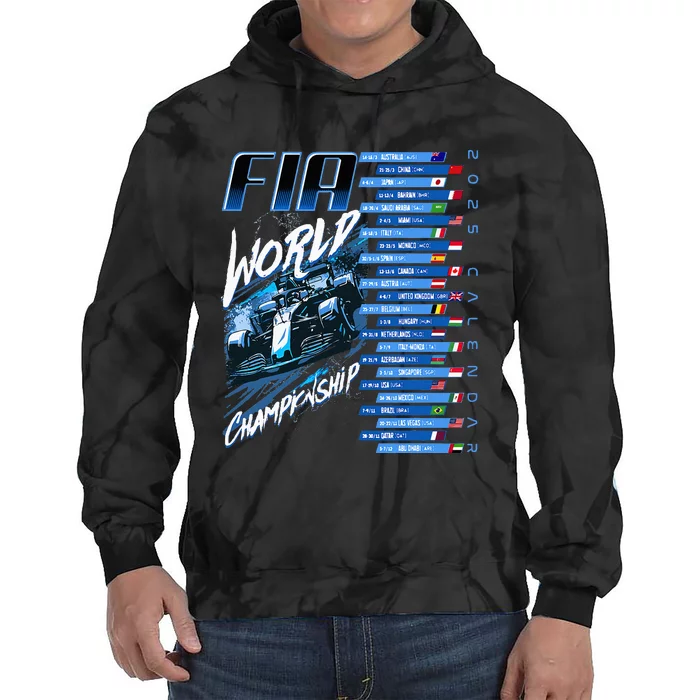 Formula Racing Circuit Schedule 2025 Grand Prix Places Fia Tie Dye Hoodie