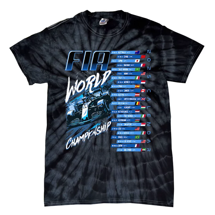 Formula Racing Circuit Schedule 2025 Grand Prix Places Fia Tie-Dye T-Shirt