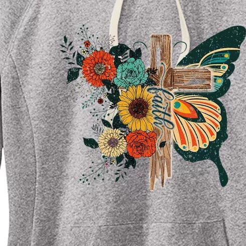 Faith Retro Cross Butterfly Religious Gifts Christian Women's Fleece Hoodie