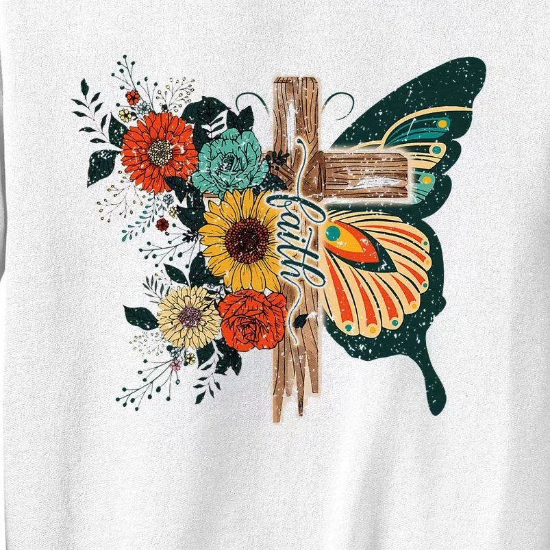 Faith Retro Cross Butterfly Religious Gifts Christian Sweatshirt