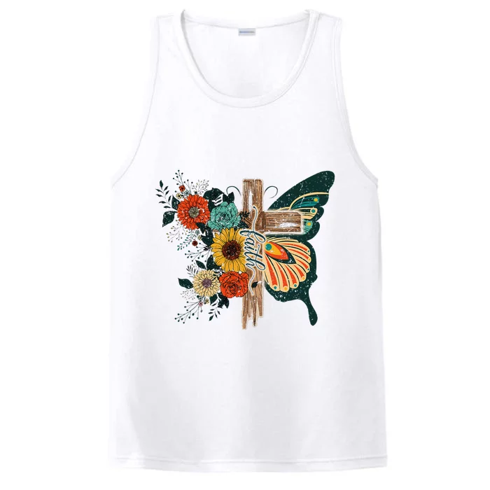 Faith Retro Cross Butterfly Religious Gifts Christian Performance Tank