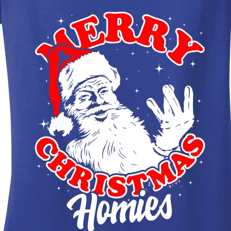 Funny Retro Christmas Homies Westside West Coast Hip Hop Gift Women's V-Neck T-Shirt