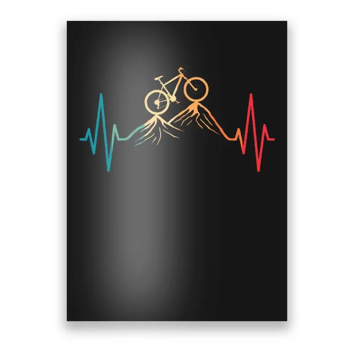 Funny Retro Cycling Heartbeat Bicycle Mountain Bike Biking Poster