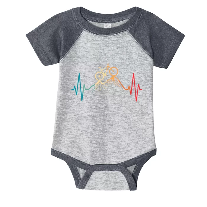 Funny Retro Cycling Heartbeat Bicycle Mountain Bike Biking Infant Baby Jersey Bodysuit