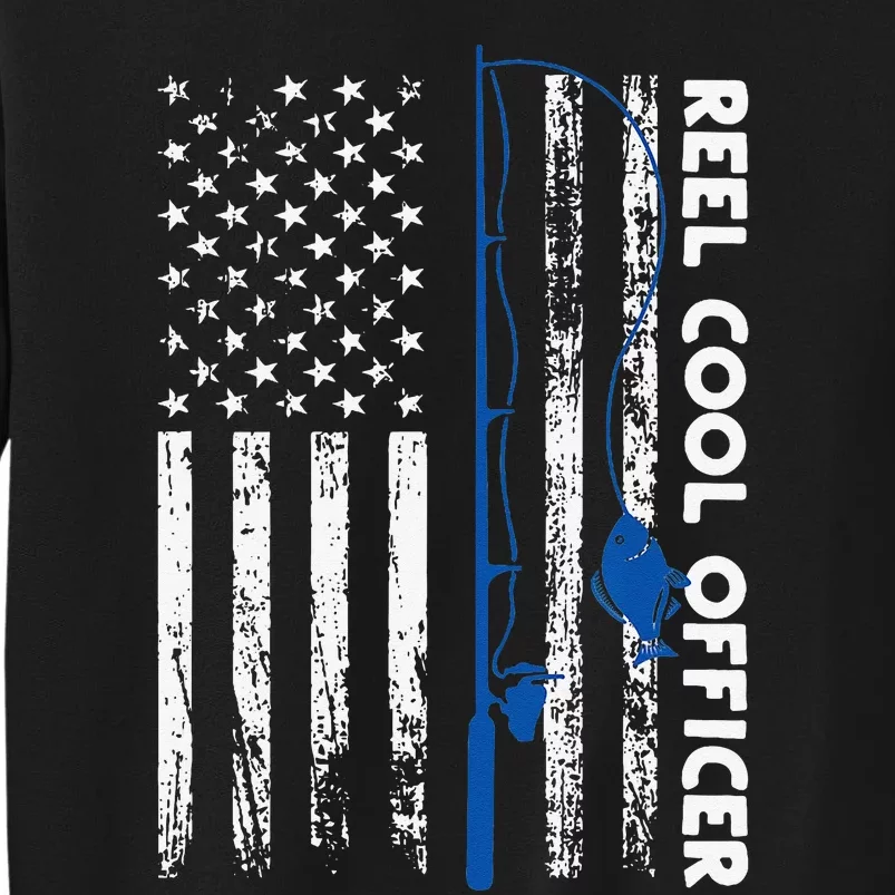 Fishing Reel Cool Officer Thin Blue Line Policeman Fisherman Tall Sweatshirt