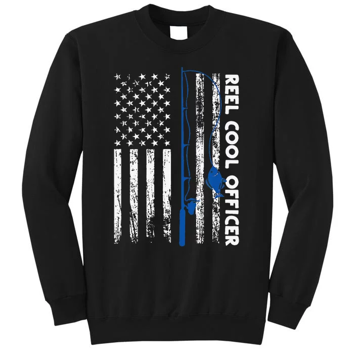 Fishing Reel Cool Officer Thin Blue Line Policeman Fisherman Tall Sweatshirt