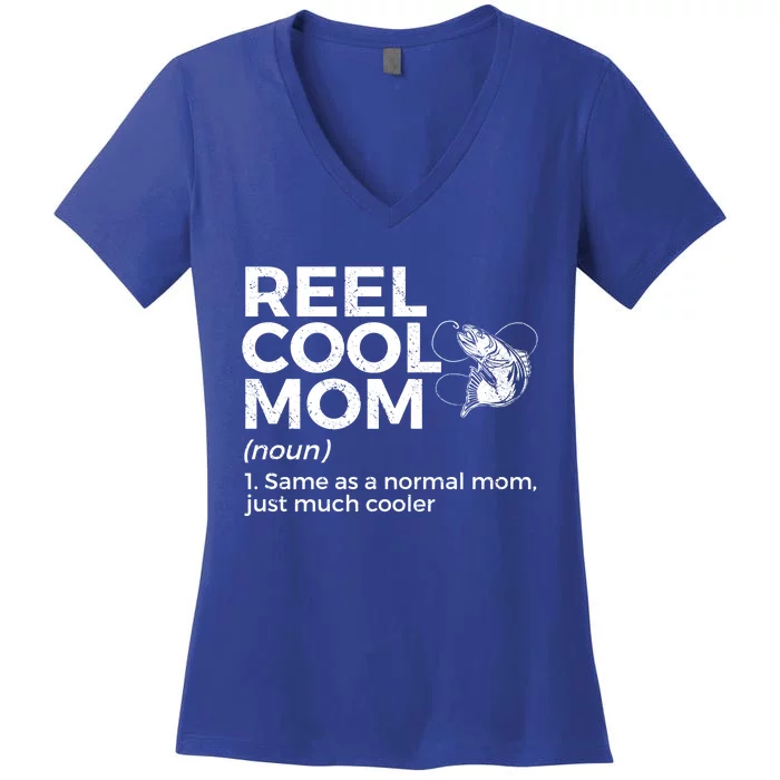 Funny Reel Cool Mom Definition Fishing Mom Gift Women's V-Neck T-Shirt